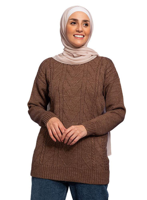 Rich Mocha Zigzag Pullover - Khotwh